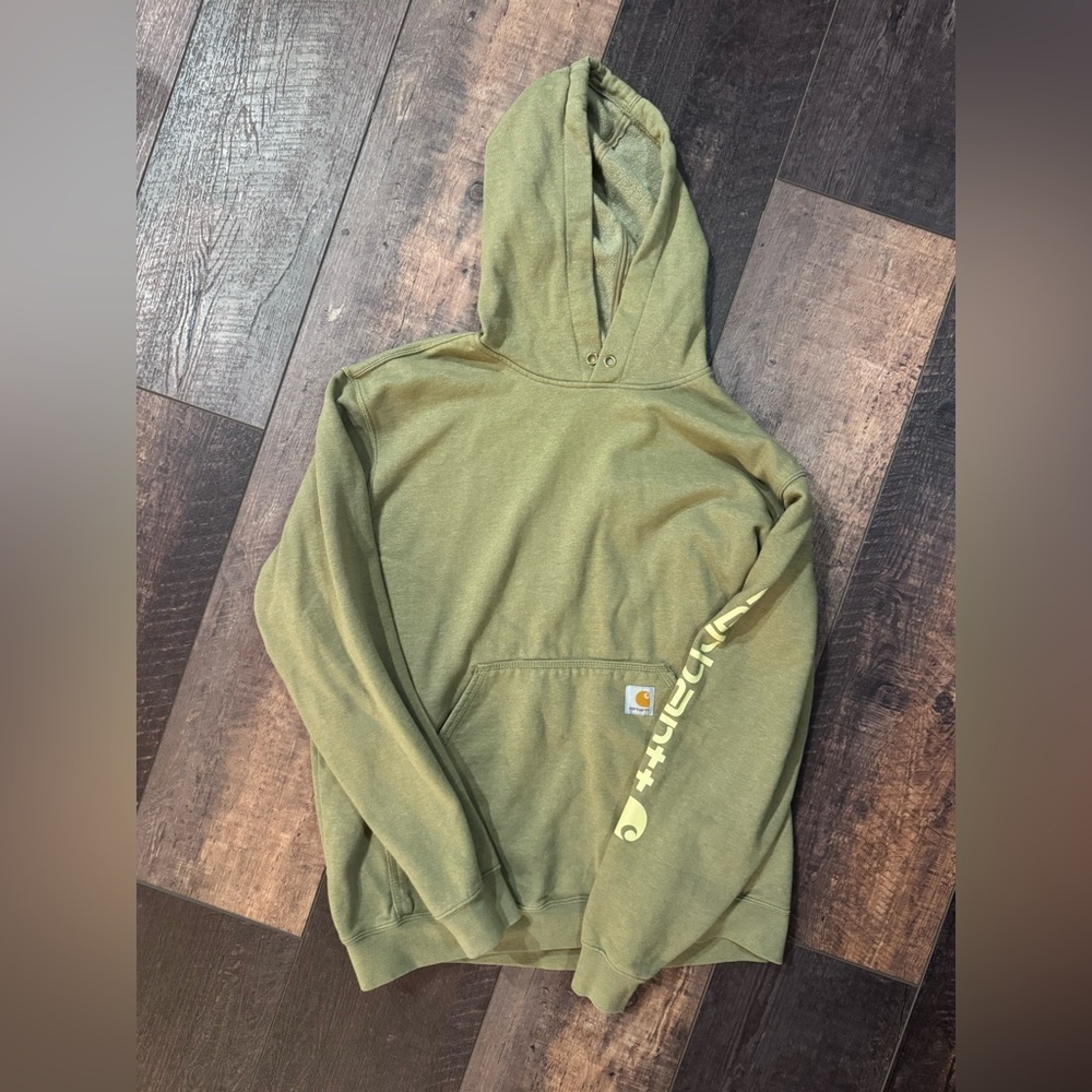 Carhartt Olive Green Loose Fit Hoodie | Size Large
